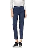SLIM-SATION Women's Wide Band Pull On Ankle Pant with Tummy Control, Denim, 10
