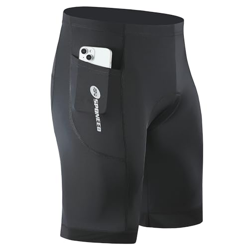 Men Bike Compression Shorts with Phone Pockets Racing Cycle Pants XL Black by sponeed - Image 5