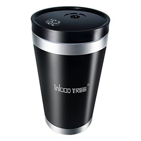 Woodtree Vacuum Insulated Thermos Mug, Stainless Steel Insulated and Cool 560ML Drinking Mug with Fingerprint Temperature Display (Black) Cover