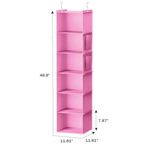 Image of YOUDENOVA Hanging Closet Organizer and Storage, 6-Shelf, Light Pink
