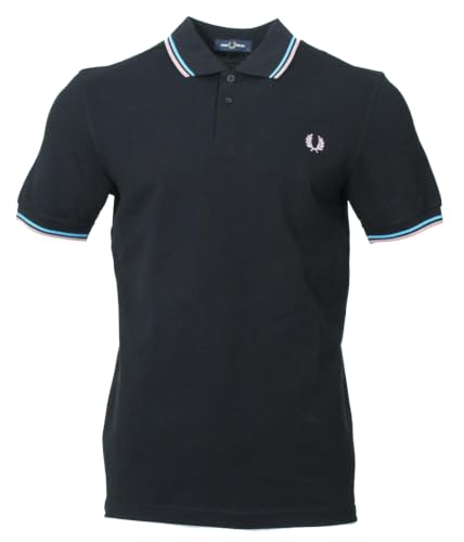 Fred Perry Herren Kurzarm Polo - M3600 (DE/NL/SE/PL, Alphanumerisch, M, Regular, Regular, Schwarz/Pink/Blau)