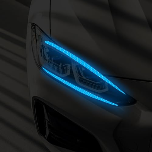 Image of 4 Pcs Reflective Eyeliner Car Decals-2 Pair Super Bright Vinyl Stickers for Headlights, High Reflective Car Headlight Eyelashes Sticker Cute Girl Car Accessory (Blue)