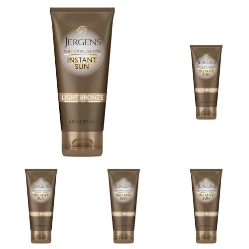 Image of Jergens Natural Glow Instant Tanning Moisturizer, Light Bronze, 6 Fl Oz (Pack of 5)