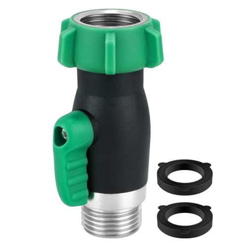 304 Stainless Steel Garden Hose Shut-Off Valve Heavy Duty 1-Way No Restricted-Flow Water Hose Shut Off Valve 3/4 GHT Full Flow Garden Hose Ball Valves with 360 Degree Rotatable Swivel Joint