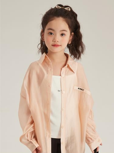 Image of 2026 Premium Girls Button Down Shirt, Long Sleeve Collared Blouse with Chest Pocket