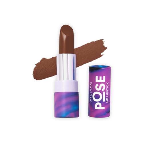 Image of MyGlamm POSE HD Lipstick-Caramel (Brown)-4 gm | Matte Lipstick | Enriched with Moringa oil & Vitamin E | Long-lasting & Moisturising