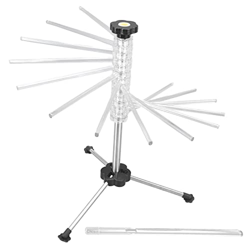 Restokki Noodle Drying Rack Manual Rotation Pasta Drying Rack Stainless Steel Folding Noodle Rack for Household Kitchen