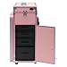 Professional Makeup Train Case with Lights & Folding Table,Large Rolling Makeup Case on Wheels with Mirror, Lock & Drawers for Cosmetics Storage Organizer,Portable Mobile Beauty Cart