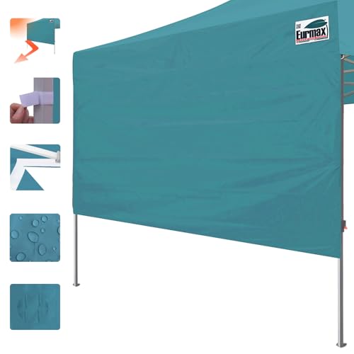 Image of Eurmax USA 10x4.8 Pop Up Canopy SunWall-UV Protection for Tents,Blocks Sunlight&Wind,Water Resistant Side Wall Only,Easy Hook & Loop Installation,Fit for 10FT Straight Leg Shelters&Gazebo,Turquoise