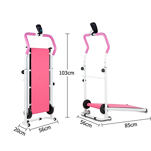 Image of Folding Electric Treadmill Portable Electric Treadmill for Home Gym Fitness Equipment Mechanical Treadmill LED Display (Pink)