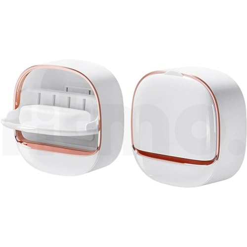 Image of Ritmo Soap Dish Space Saving Waterproof Drainable Wall Mounted Soap Box for Shower Waterproof Soap Dish with Drain Box, Wall Mounted Drain Soap Box, with Waterproof Flip Lid (White)