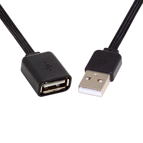 CY 13cm USB 2.0 Type-A Male to Type-A Male Female Data Flat Slim FPC Cable for FPV Disk Phone, Black