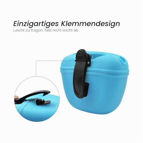 AUDWUD-Leckerli-Beutel aus Silikon-Clip auf tragbarem Trainingsbehälter-praktischer Magnetverschluss und Gürtelclip-BPA-frei