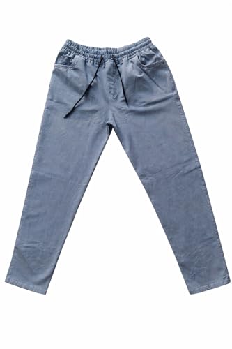 Image of Men's Denim Lower (Track Pants - Soft Fabric with Elastic Waist, Cotton Twill, Casual Wear, Regular Fit, Full Length for Gym, Exercise, Yoga)