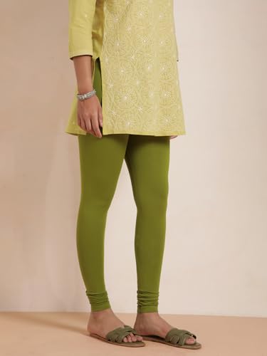 Image of TWIN BIRDS Tailored Cut and Classic Fit Super Stretchable Elastane Fabric Churidar Leggings for Women