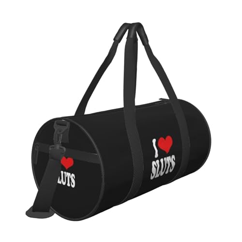I Love Sluts Convertible Garment Bag with Shoulder Strap, Carry on Garment Duffel Bag for Men Women - Rolling Foldable for Travel Luggage Bags (Black)4