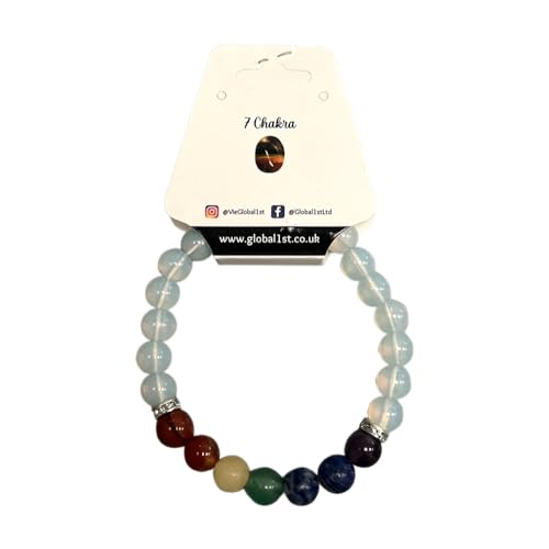 VIE Crystal Bracelet, 7 Chakra Beads, Opalite, Natural