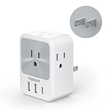 2 Prong to 3 Prong Outlet Adapter, TESSAN US to Japan Travel Plug Adapter with 4 AC Outlets, Japanese Power Adaptor with 3 USB Ports (1 USB C), Type A Plug for USA to Canada Mexico Philippines China