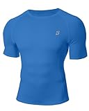 Roadbox Compression Shirt Men Short Sleeve, Cool Dry Base Layer Athletic Undershirts, Workout T-Shirt for Sports Gym Running Royal Blue