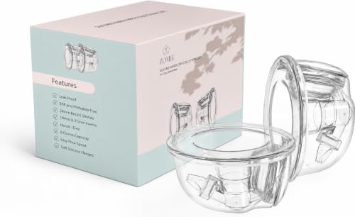 Image of Zomee Hands-Free Collection Cups, 8 oz, 2 Pack, Fits Many Breast Pumps | BPA-free, easy to clean. Works with the Zomee Z1, Z2 and H1. Includes adapters for other pumps.
