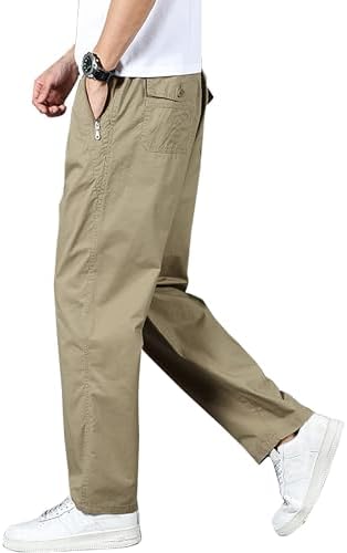 （14:30時点） [Ｋａｙｉｙａｓｕ] チノパン メンズ パンツ 大きいサイズM-6XL イージー ロング ズボン ボトムス ワークパンツ 綿 ウエストゴム カジュアル ゆったり(L カーキ)