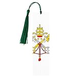 Marcapáginas de madera con estampado de bandera del Vaticano, bonita marca con borla verde oscuro, para amantes de los libros, profesores, regalo para el aula