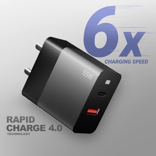Image of AILKIN 65W GAN Charger PD Type C & USB Fast Adapter with Multi Port Charging GaN Technology for iPhone 16 /16 Plus /16 Pro /16 Pro Max,iPhone 15 /14 /13 /12 Series, Samsung and Other Devices (Black)