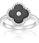 Lavari Jewelers Black Onyx Green Malachite or Mother of Pearl and Cubic Zirconia Four Leaf Clover...