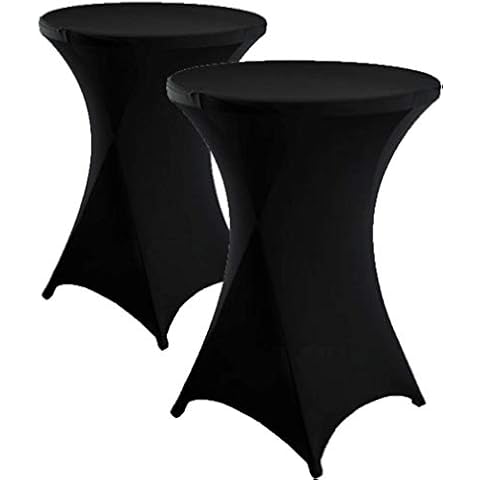 Rally Home Goods 2-Pack Highboy 32x43 inch Black Cocktail Spandex Round Table Fitted Cover Tablecloth, 4-Way Tight Stretchable Elastic for Weddings, Banquets, Events, Parties, Restaurants Cover