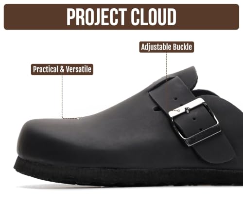 Image of Project Cloud 100% Genuine Leather Slip-ons Footbed Clogs for Women Sandals | Memory Foam Arch Support Slippers for Women; Trendy Slip-ons Women's Mules & Clogs Sandals; Non-Slip Outsole for comfort.