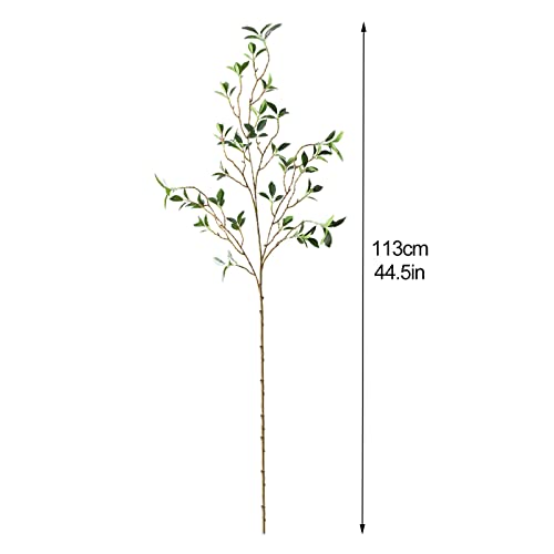 LNGODEHO Simulation Green Watercress Leaf, Artificial Eucalytus Green Branches Cloth Ficus Longiflora, Hand Touch Bushes Shrubs for Home Party Wedding Decoration (Long)