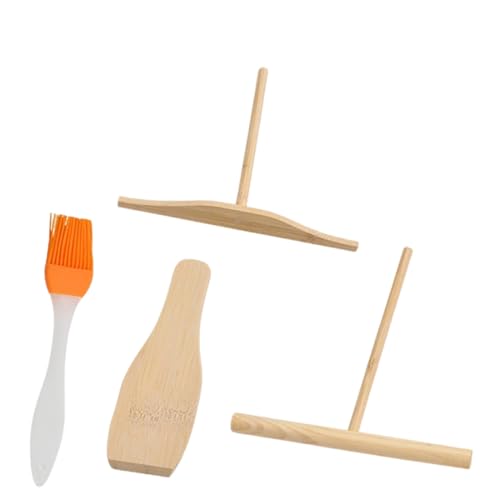 JYNXOR Spatule Crepe,4 Pièces Spatules Crêpes Bois,épandeur Poussoir Crêpe Râteau,Ensemble Retourneur de Crêpes et Etaleur de Pâte,Outil pour étaler...