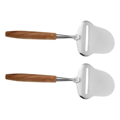 LOORGVEL 2 piezas Rallador de Queso Acero Inoxidable con Mango de Madera Antideslizante Multifuncional para Cortar y Rallar Queso Duro Herramienta de Cocina Ergonómica para Uso Doméstico y
