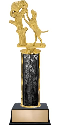 Personalized 11" Coon Hound In Tree Dogs Black Star Trophy, Customize Now