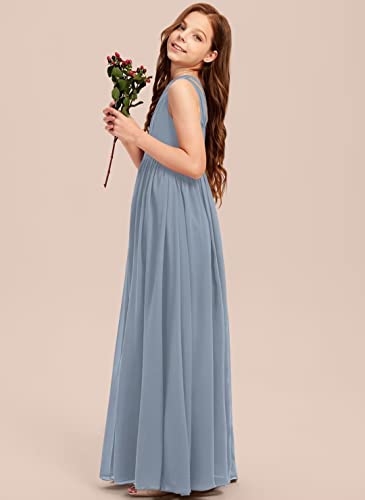 A-line One Shoulder Floor-Length Chiffon Junior Bridesmaid Dress for Wedding Teen Girls Party Gowns4