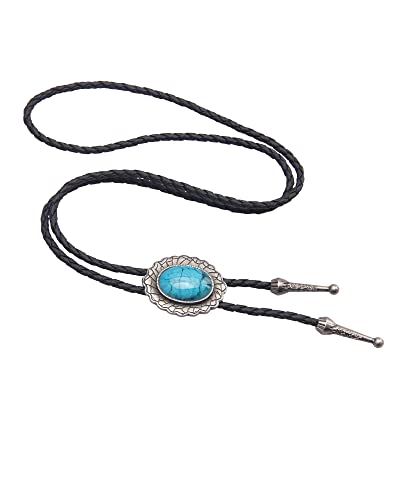 Image of Jeilwiy Bolo Tie for Men Western Cowboy Tie Necklace Gold Bolo Tie Leather Necktie Halloween Tie Accessories for Women