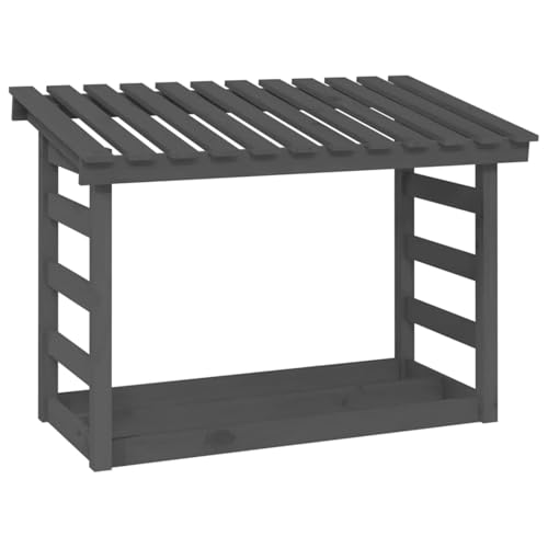 Râtelier à bûches extérieur intérieur en métal ventilé gris