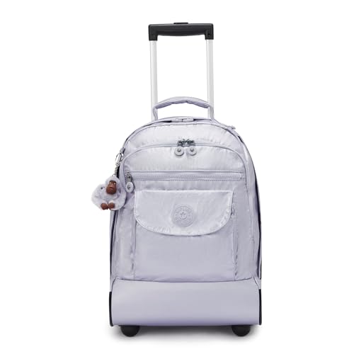 Kipling Mochila feminina Sanaa grande enrolada, alças acolchoadas ajustáveis, alça deslizante, mochila de nylon enrugada, Lilás fosco metálico, 12.5''L x 18.5''H x 10.75''D, Kipling Mochila feminina