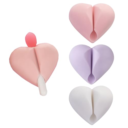 Veseek Lip Brush Holder Lip Balm Brush Organizer Compatible with LANEIGE Lip Sleeping Mask Silicone Sleeve Protector Cover for Lip Brushes(White & Pink & Purple)