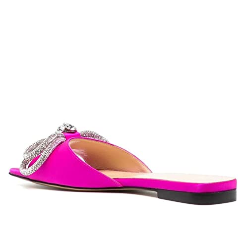 Divanne Slide Sandals for Women, Rhinestone Sandal Flats Bow Slippers Comfort Dressy Flat Slides4