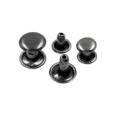 AngelaKerry 100sets 6-8mm Metal Double Cap Round Rivets Studs Collision Nail Spike Rock Leather Craft Shoe Bag Belt Garment Bracelet DIY Cover