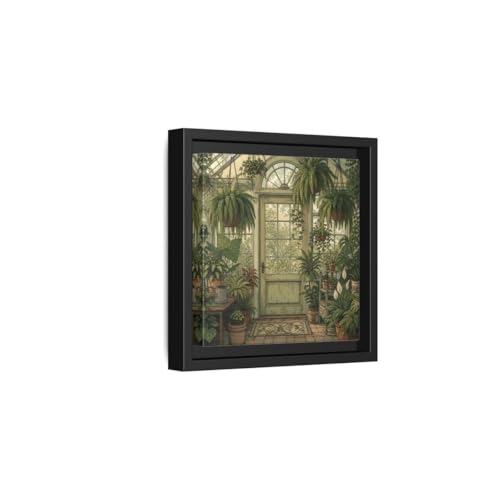 Toile d'art de serre ancienne avec cadre noir haut de gamme 20x20