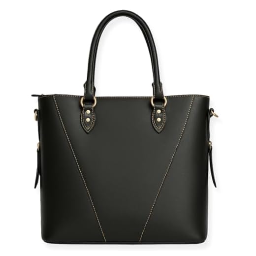 Bolsa de Couro Legítimo Feminina Grande – Estilo, Espaço e Durabilidade Espaçosa, Confortável e Sofisticada Todas as Ocasiões (Preta)