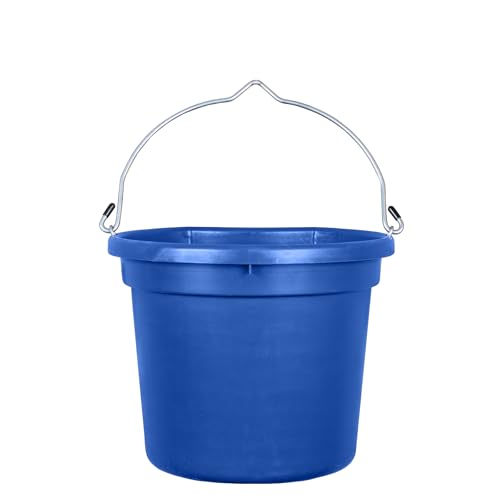 Dura-Tech Gold Flatback Bucket 18 Qt. | Designed by Professional Horsemen | Durable & Weather Resistant | Rubber Tipped Handle Ends | Color Royal