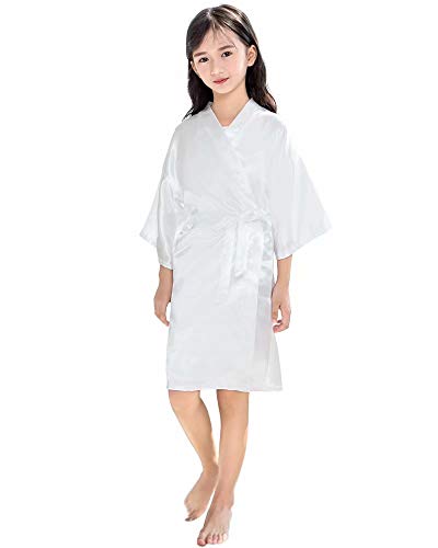 Mommy And Me Robes Silky Kimono Bathrobe Soft And Comfortable Casual Homewear, Z/2#White, Small = Tag S #TOP3