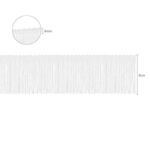 TEXTEX = Cuquillo Fringe for Sewing Flamenco and Sevillana. Composition Rayon 100%. Length of 5 cm. 5m Pieces. (White) - Image 2