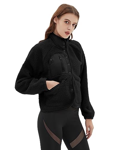 Omoone Women's Cropped Fleece Jacket Faux Fur Sherpa Coat Jackets Winter Outwear4