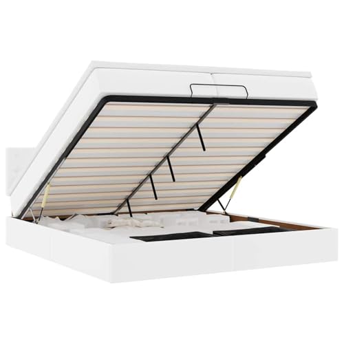 Fasba Ottoman-Bett mit Matratzen Weiß 200x200 cm Kunstleder, Polsterbett Doppelbett Stilvolles Funktionsbett mit hydraulischem Stauraum3311324 – Bild 3