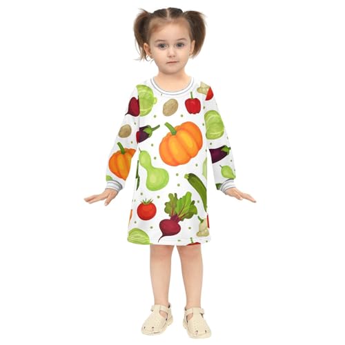 Fresh Vegetable Girls Dresses Long Sleeve Sweatshirt Dress for Girls Winter Toddler Casual A Line Dresses Size 2-8T4