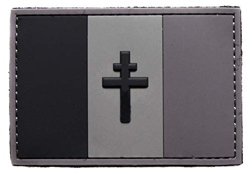 topt mili ecusson Drapeau France Croix de Lorraine de Gaulle en PVC Relief 8x5,5cm Noir patche Insigne